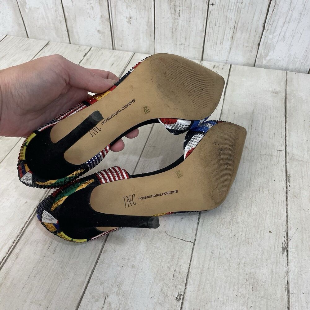 INC International Concepts Colorful Flag Kenjay D'OrsayHeels, Size 8.5 - Picture 7 of 11